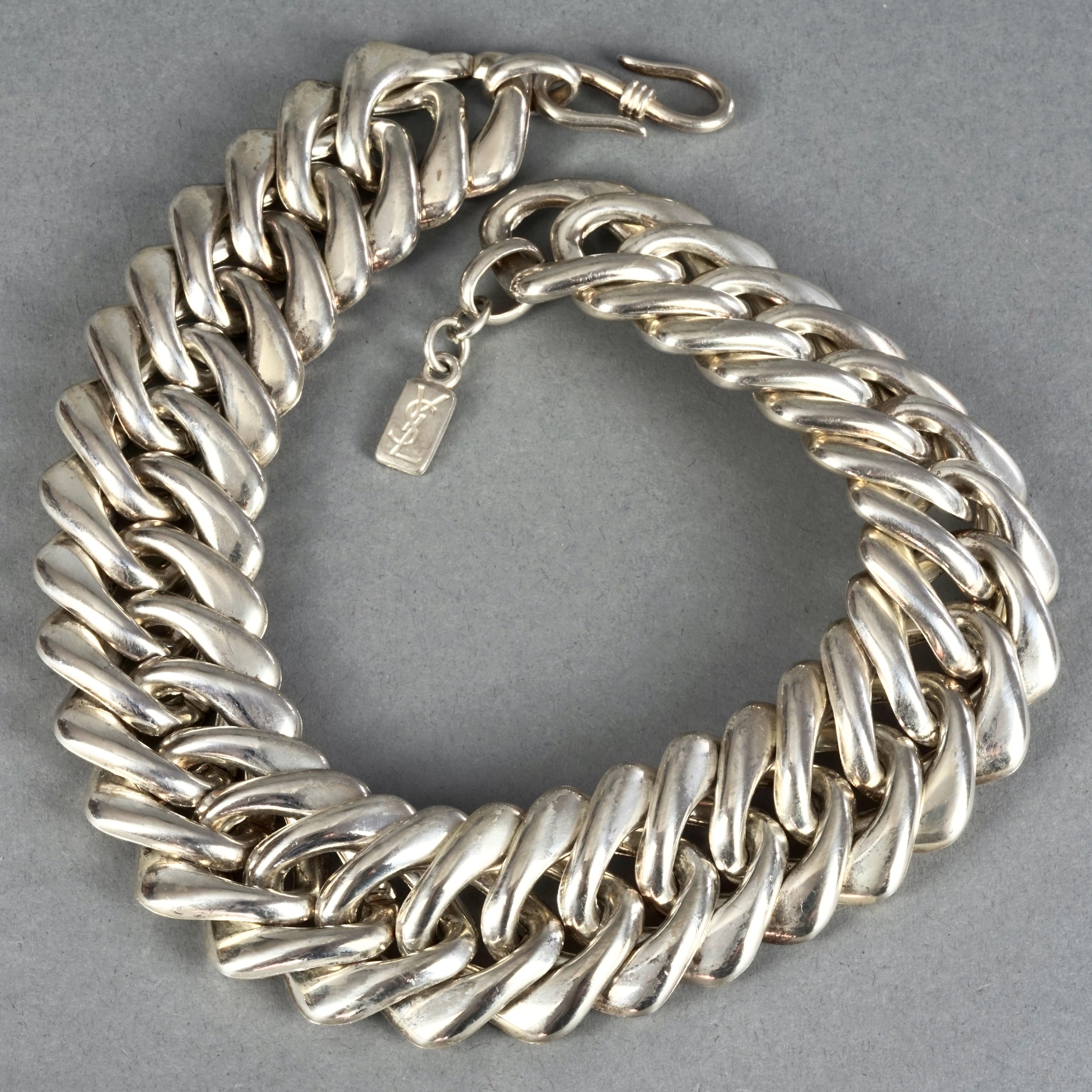 Collier ras du cou vintage YVES SAINT LAURENT Ysl avec chaîne en argent par Robert Goossens 1