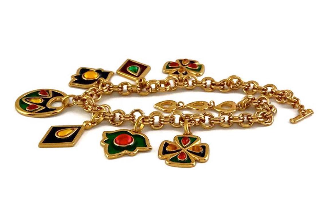 Vintage YVES SAINT LAURENT Ysl by Robert Goossens Enamel Charm Cabochon Necklace

Measurements:
Height: 2.16 inches (5.5 cm)
Wearable Length: 16.73 inches (42.5 cm) until 18.70 inches (47.5 cm)

Features:
- 100% Authentic YVES SAINT LAURENT by
