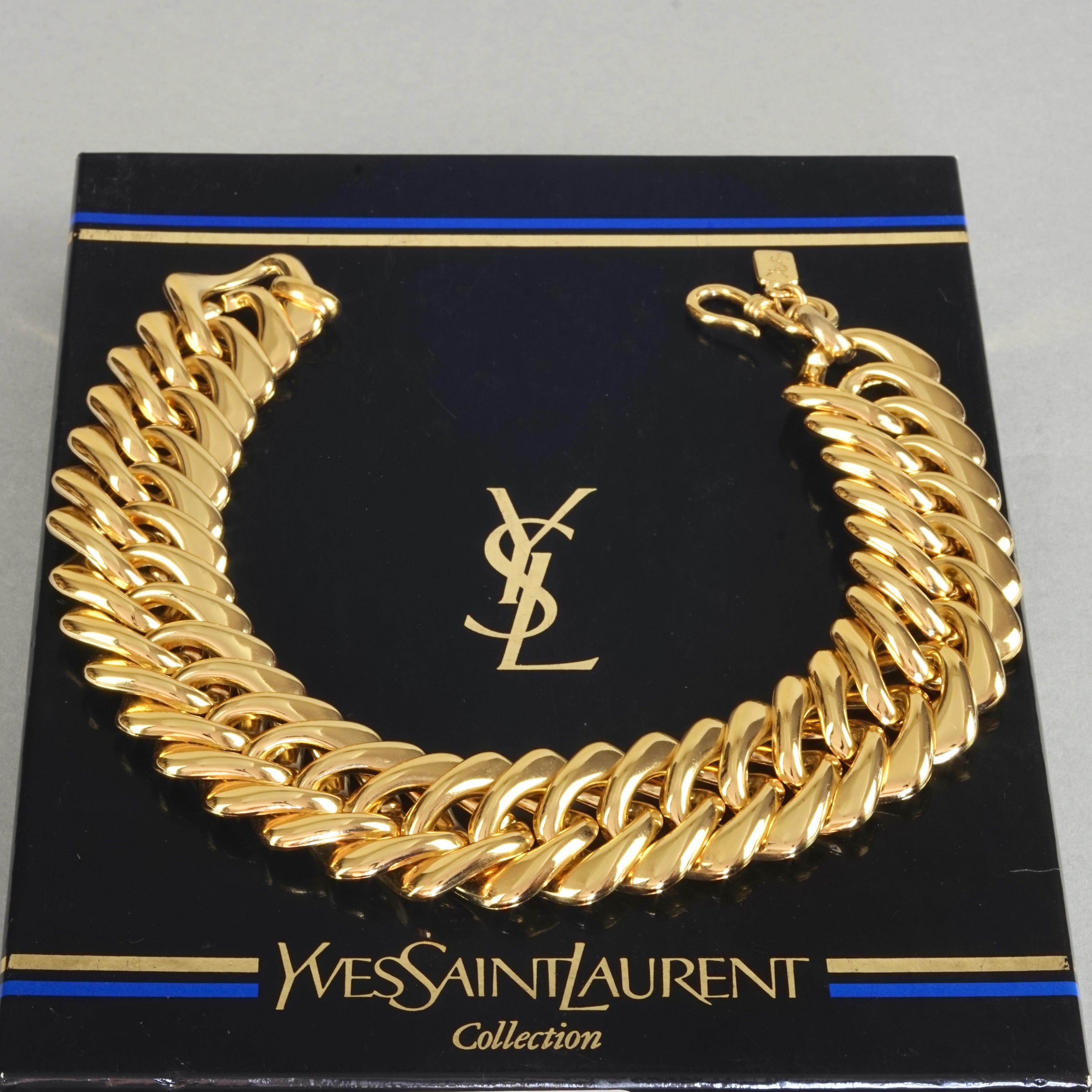 Vintage YVES SAINT LAURENT Ysl by Robert Goossens Chunky Chain Choker Necklace In Excellent Condition In Kingersheim, Alsace