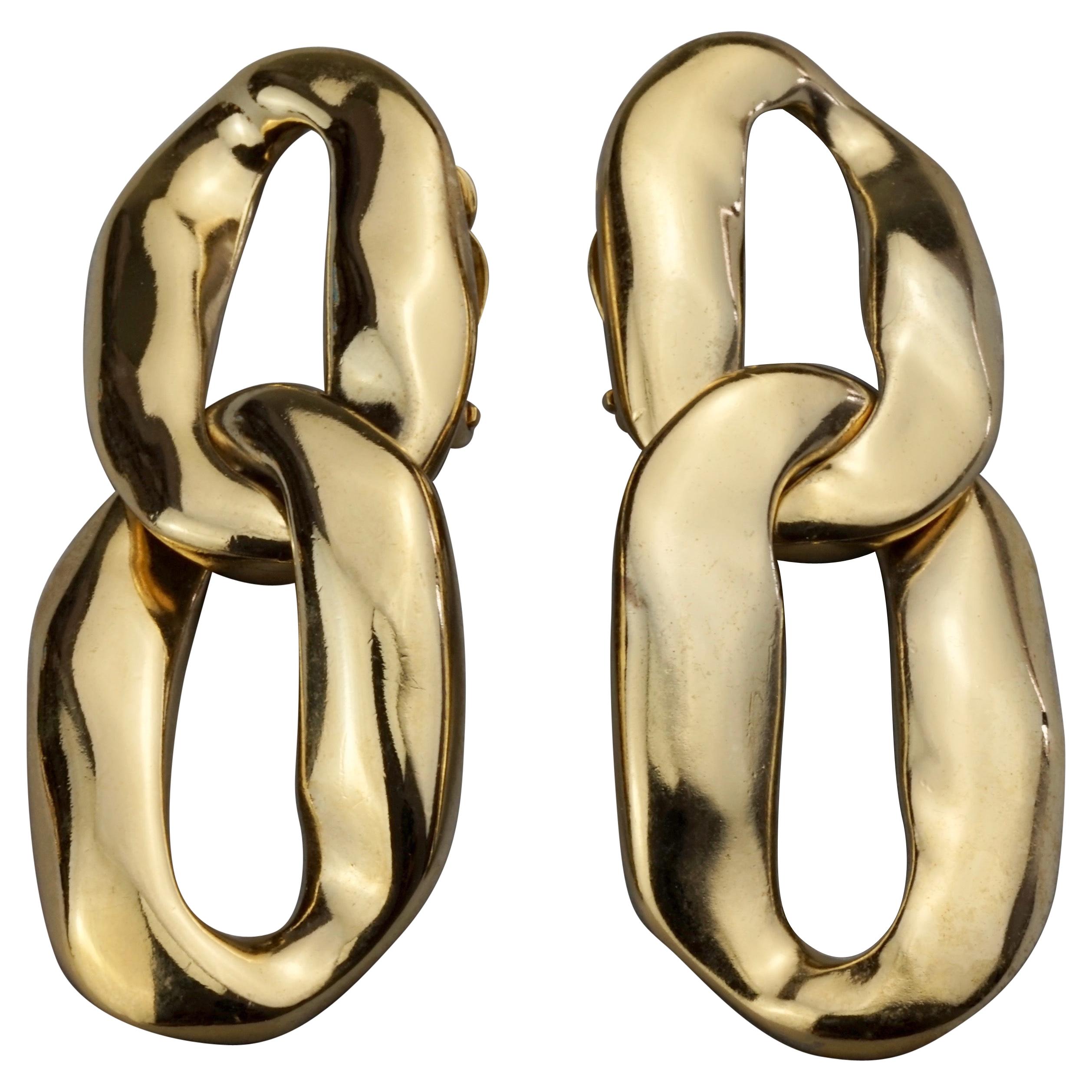 Vintage YVES SAINT LAURENT Ysl by Robert Goossens Chunky Chain Earrings