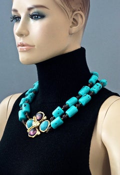Vintage YVES SAINT LAURENT Ysl by Robert Goossens Flower Turquoise Necklace