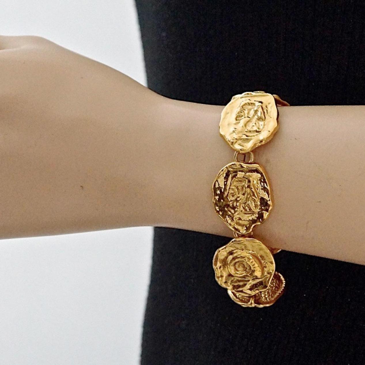 Vintage YVES SAINT LAURENT Ysl by Robert Goossens Fossil Disc Bracelet 1