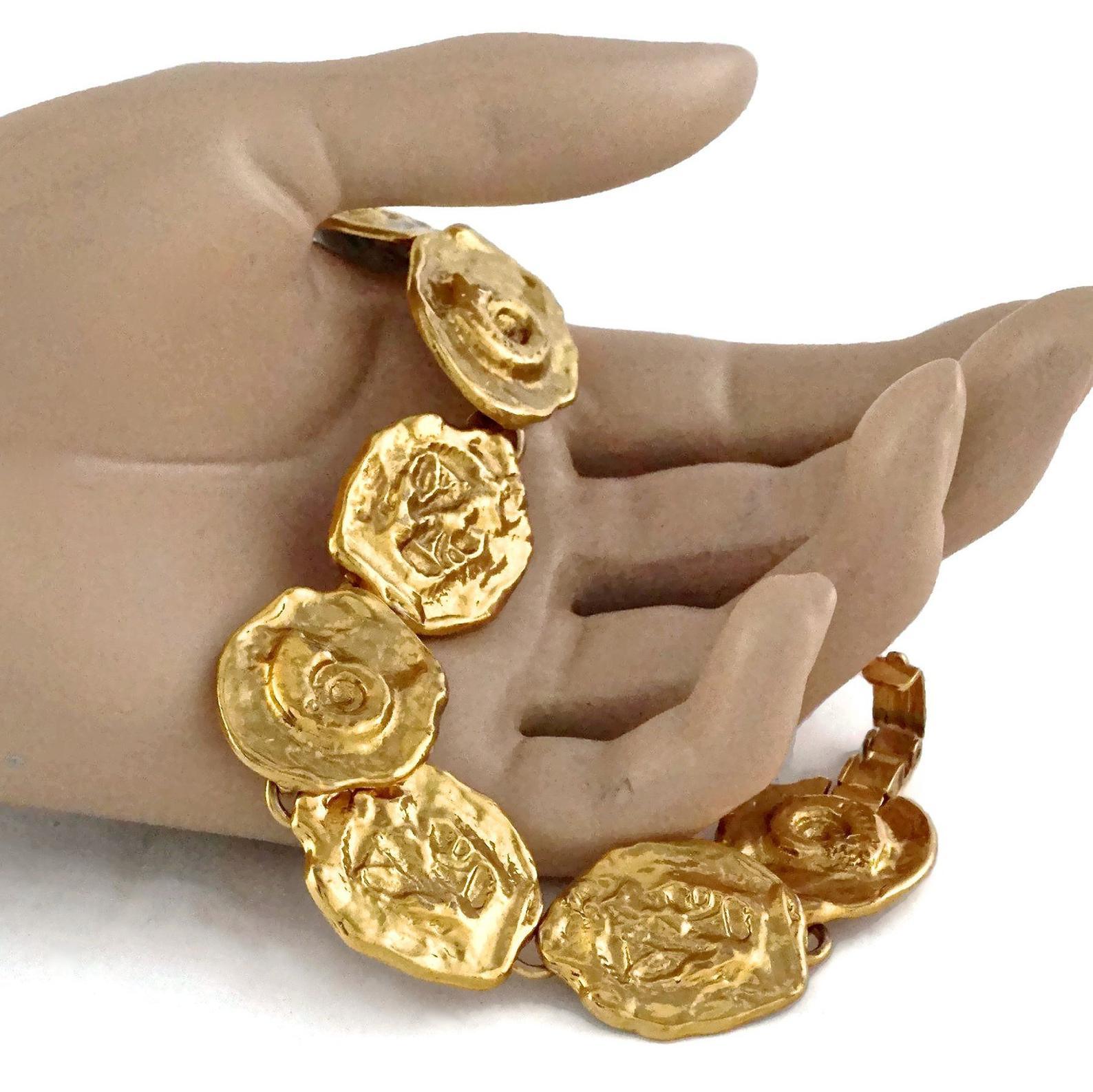 Vintage YVES SAINT LAURENT Ysl by Robert Goossens Fossil Disc Bracelet 2