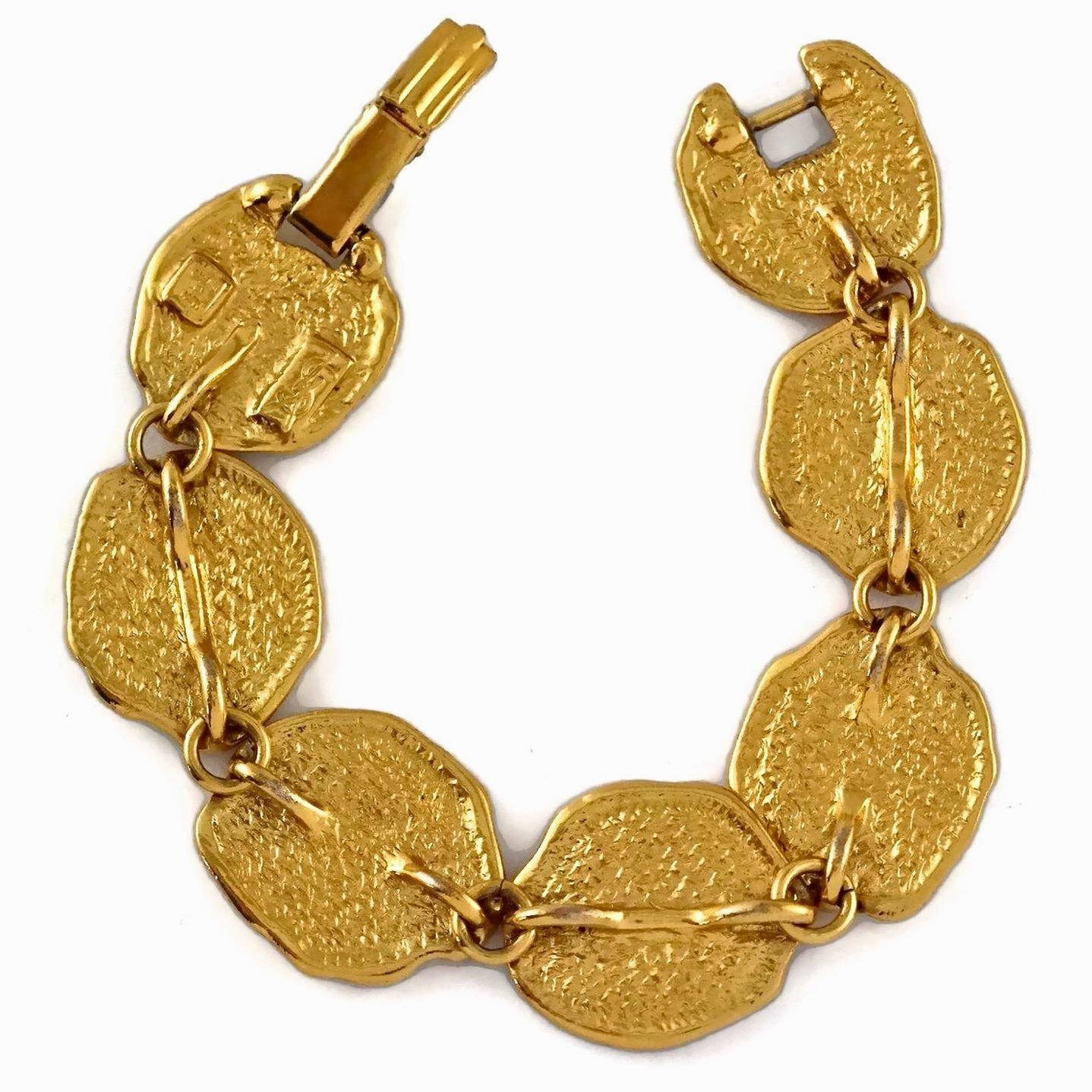 Vintage YVES SAINT LAURENT Ysl by Robert Goossens Fossil Disc Bracelet 3