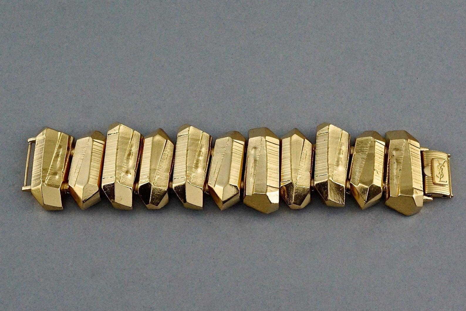 Vintage YVES SAINT LAURENT Ysl by Robert Goossens Gilt Prism Bracelet 3