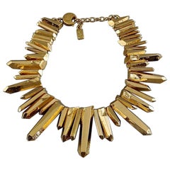 Vintage YVES SAINT LAURENT Ysl by Robert Goossens Gilt Prism Necklace