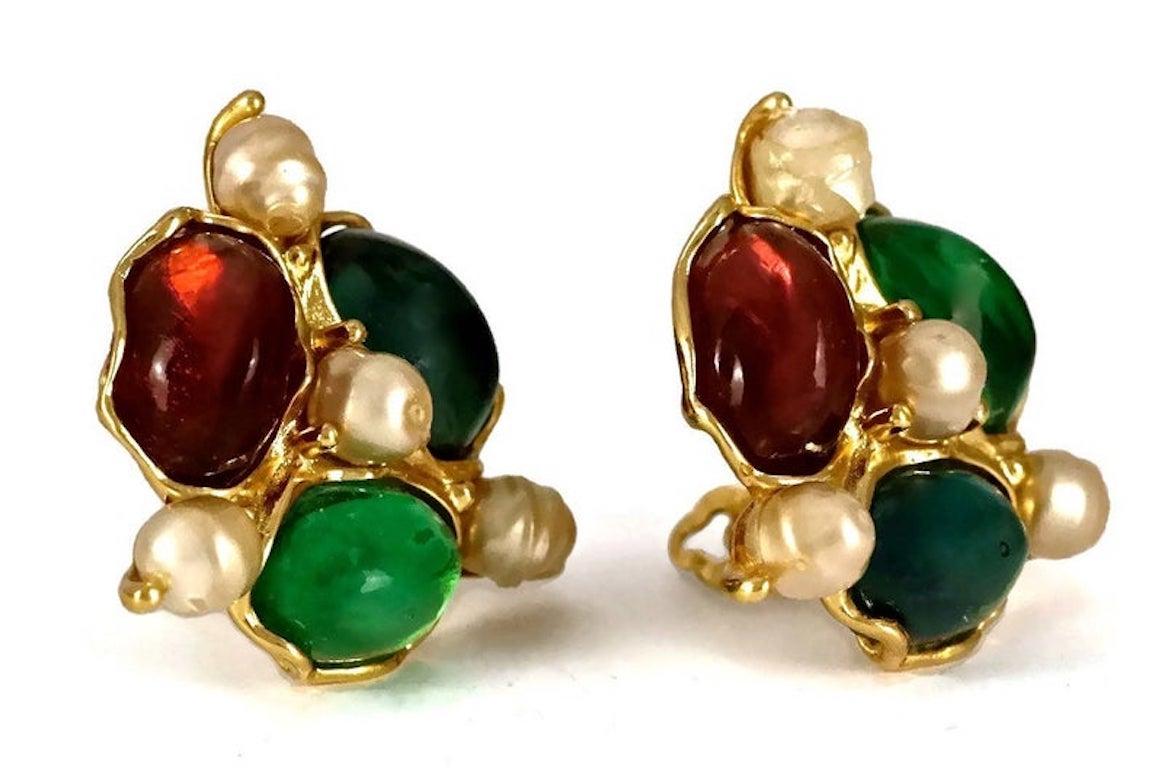Vintage YVES SAINT LAURENT Ysl by Robert Goossens Gripoix Pearl Earrings In Good Condition In Kingersheim, Alsace