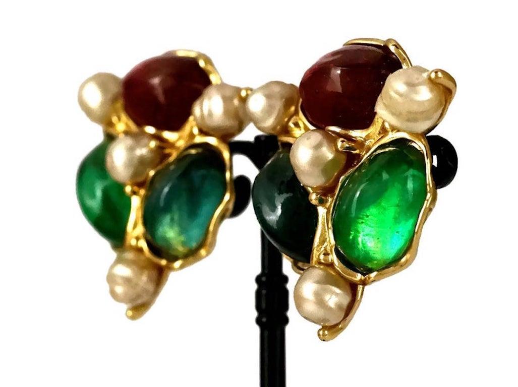 Women's Vintage YVES SAINT LAURENT Ysl by Robert Goossens Gripoix Pearl Earrings