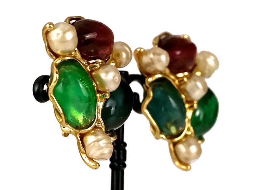 Vintage YVES SAINT LAURENT Ysl by Robert Goossens Gripoix Pearl Earrings 1