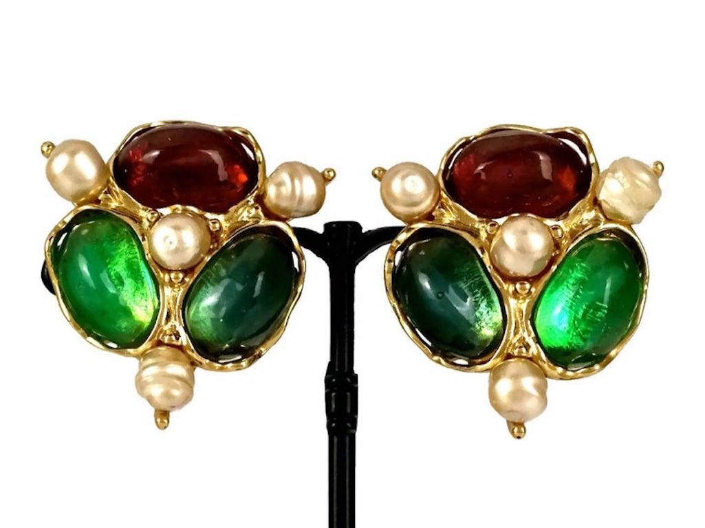 Vintage YVES SAINT LAURENT Ysl by Robert Goossens Gripoix Pearl Earrings 2