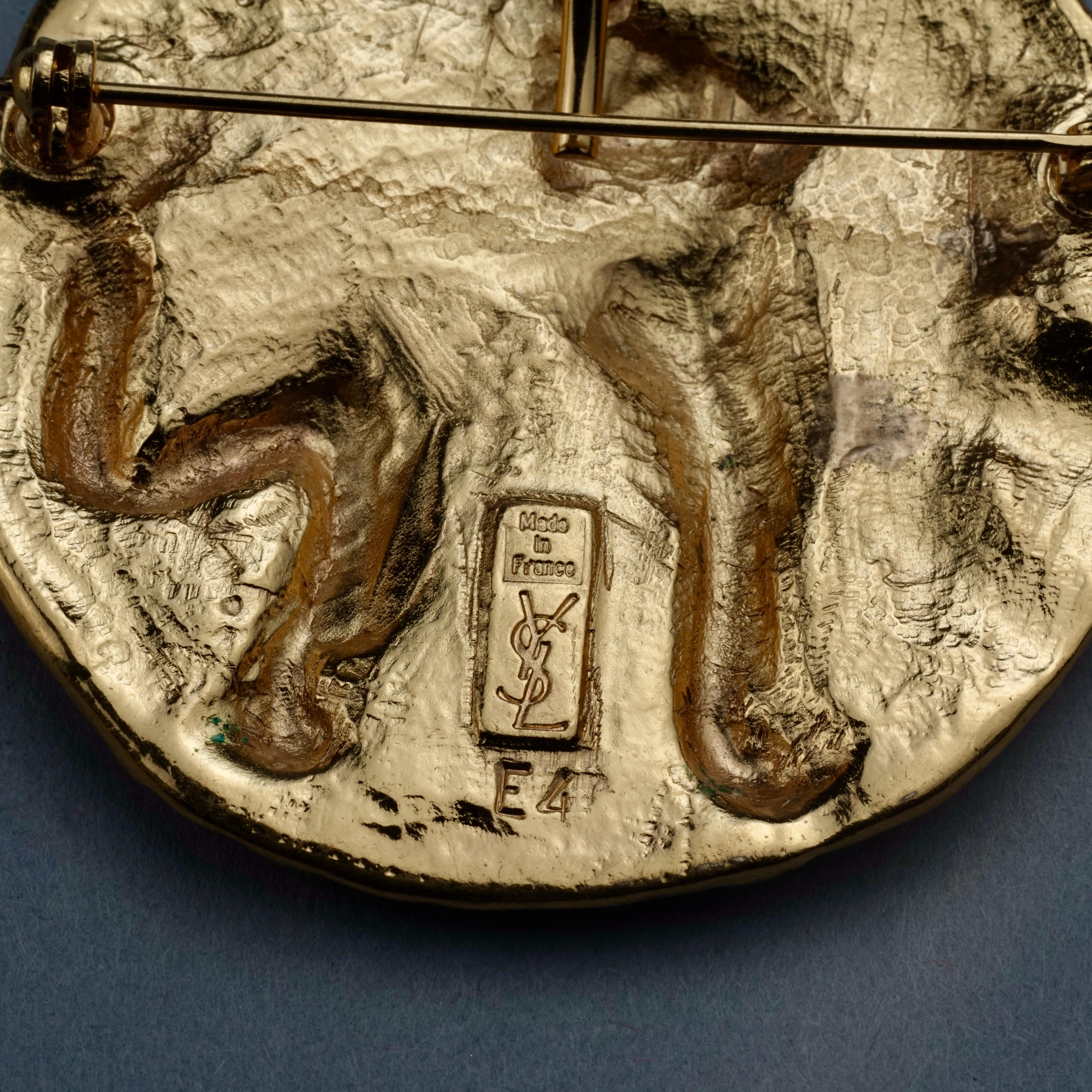 Vintage YVES SAINT LAURENT Ysl by Robert Goossens Lion Medallion Pendant Brooch 3