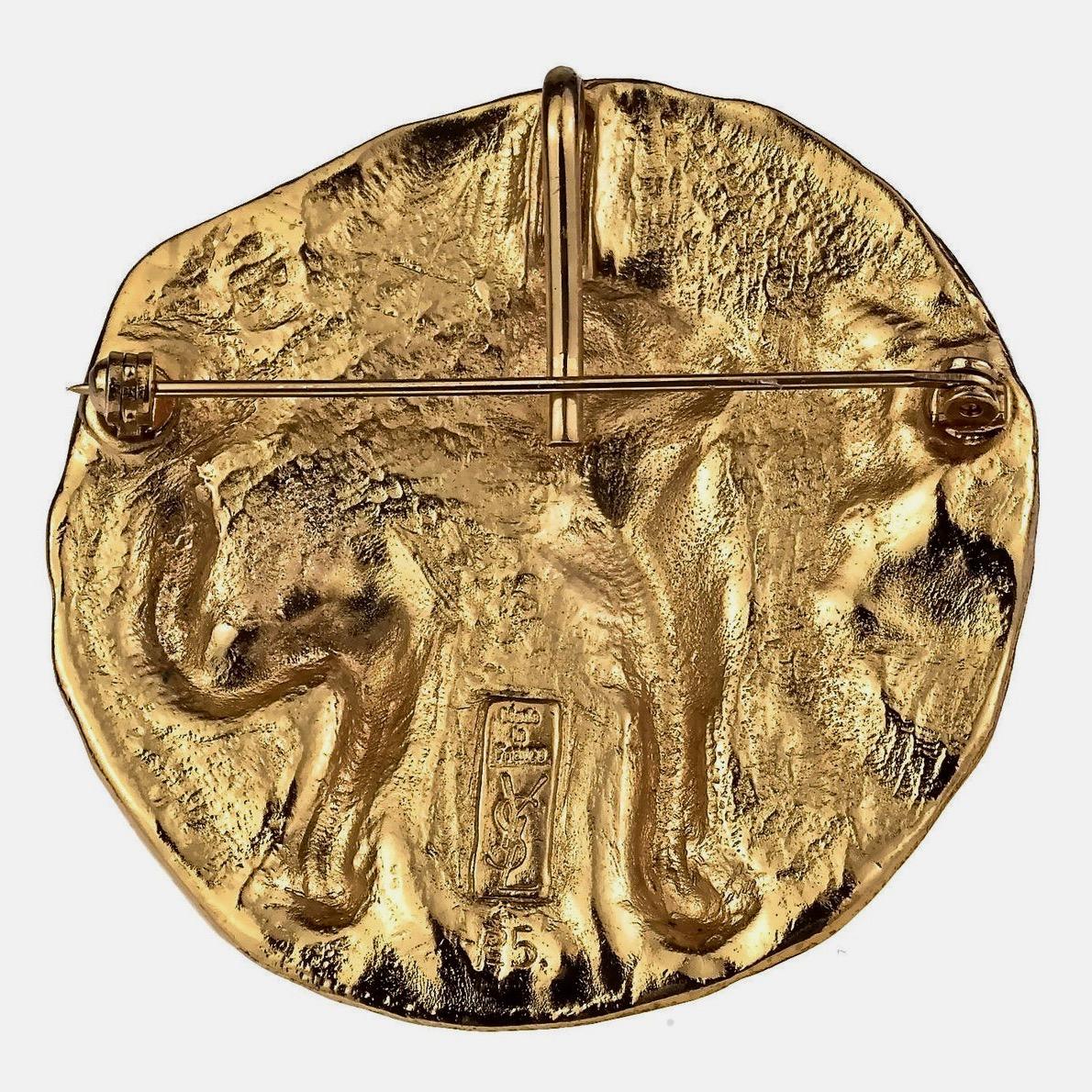 Vintage YVES SAINT LAURENT Ysl by Robert Goossens Lion Profile Medallion Pendant For Sale 1