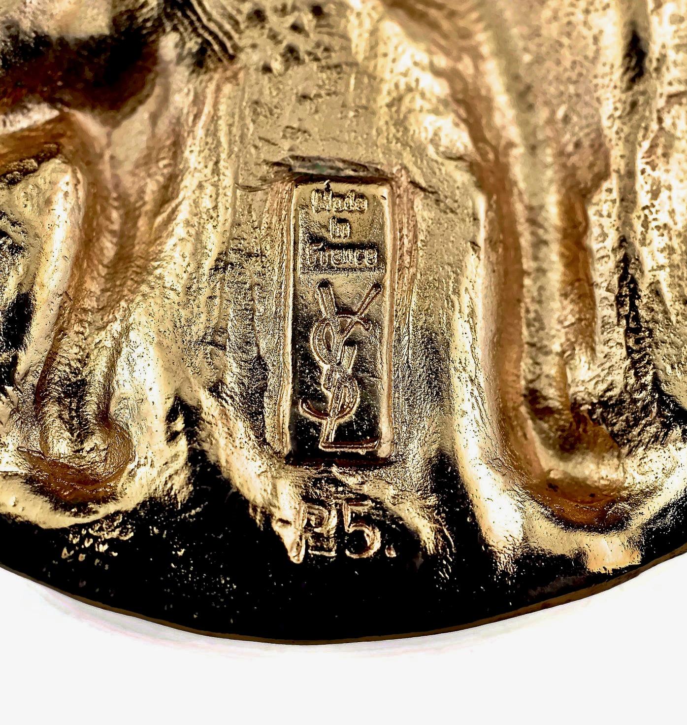 Vintage YVES SAINT LAURENT Ysl by Robert Goossens Lion Profile Medallion Pendant For Sale 2