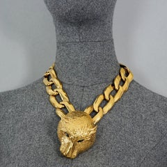 Vintage YVES SAINT LAURENT Ysl by Robert Goossens Massive Hammered Panther Head