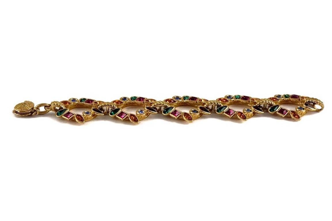 Vintage YVES SAINT LAURENT Ysl by Robert Goossens Multi Color Rhinestones  Brace at 1stDibs