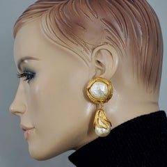 Vintage YVES SAINT LAURENT Ysl by Robert Goossens Ornate Pearl Drop Earrings