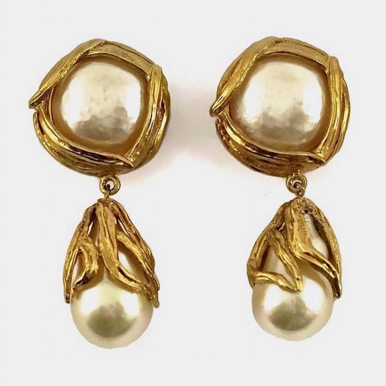 ysl pearl drop earrings