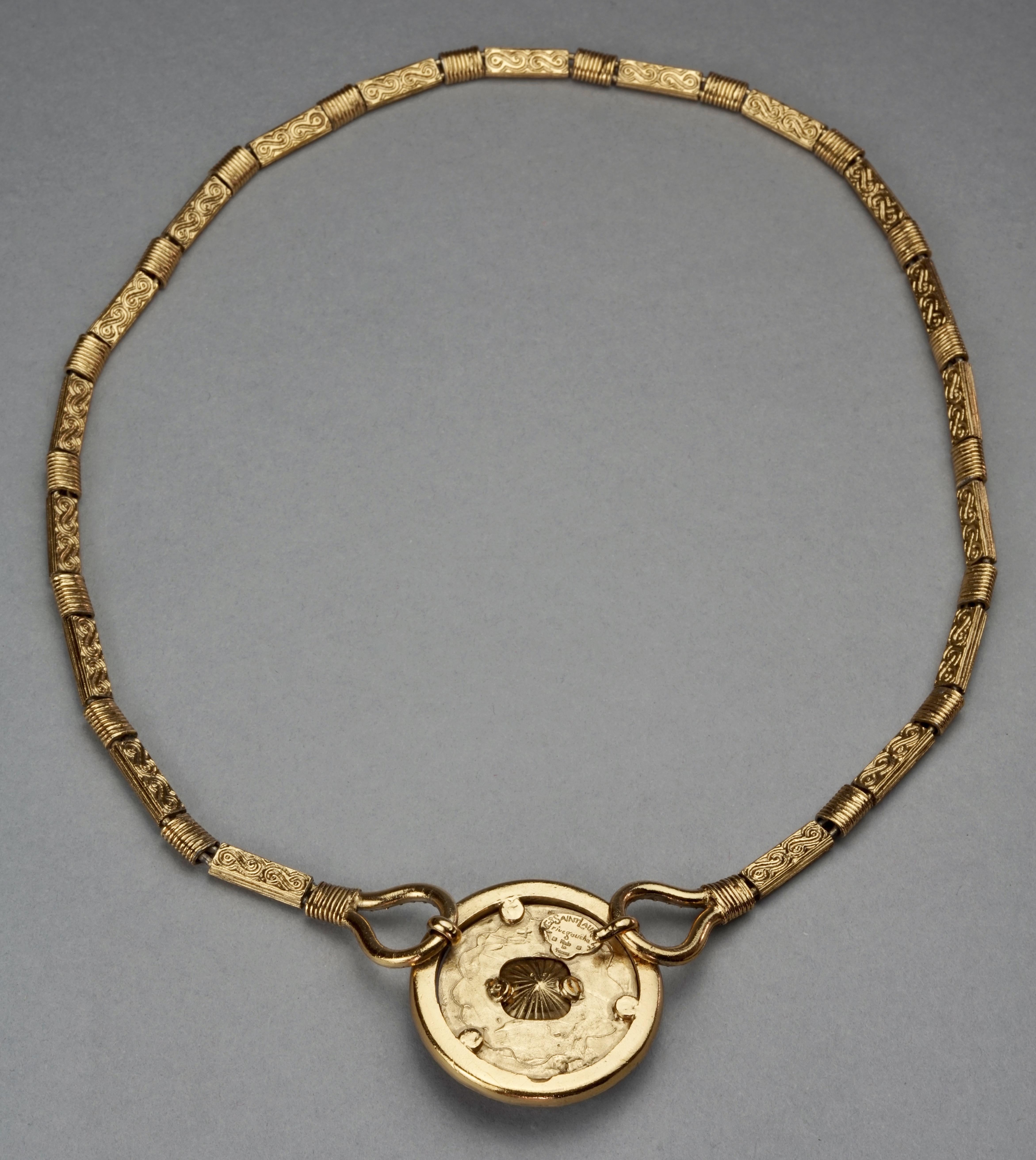 Vintage YVES SAINT LAURENT Ysl by Robert Goossens Rhinestone Medallion Necklace  7