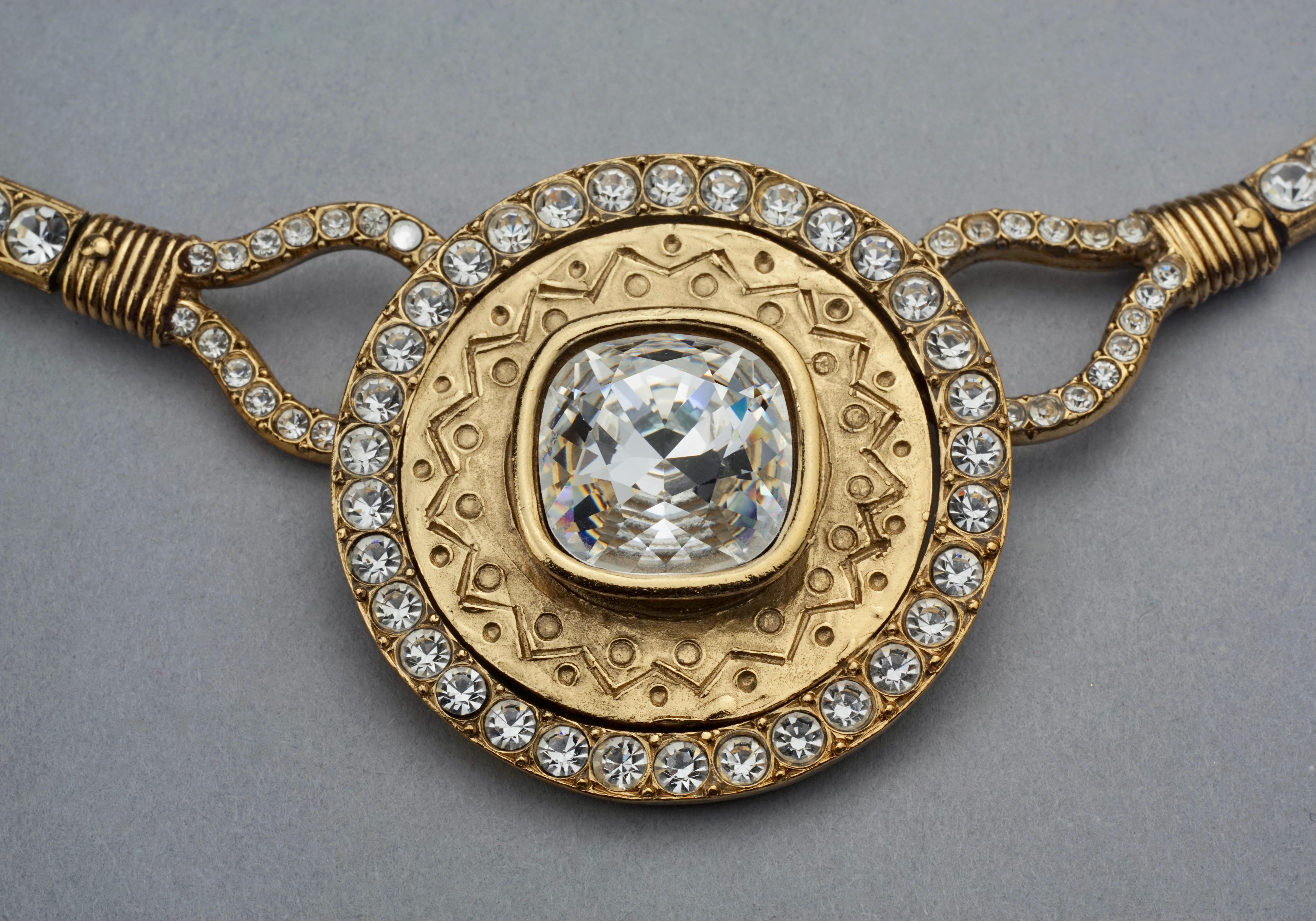 Vintage YVES SAINT LAURENT Ysl by Robert Goossens Rhinestone Medallion Necklace  3
