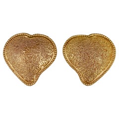 Vintage YVES SAINT LAURENT Ysl by Robert Goossens Textured Heart Earrings