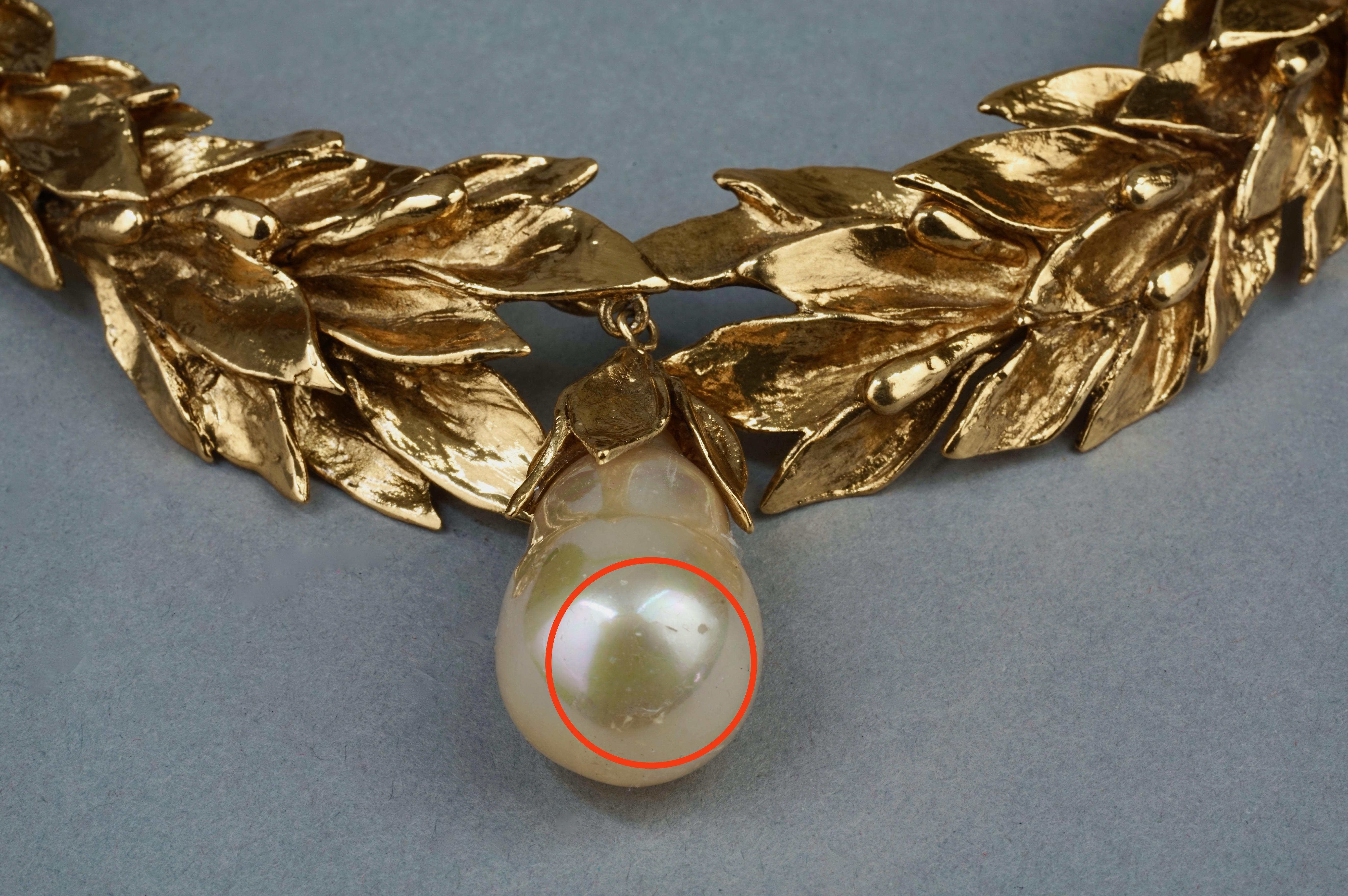 Vintage YVES SAINT LAURENT Ysl by Robert Goossens Wheat Pearl Drop Necklace 4