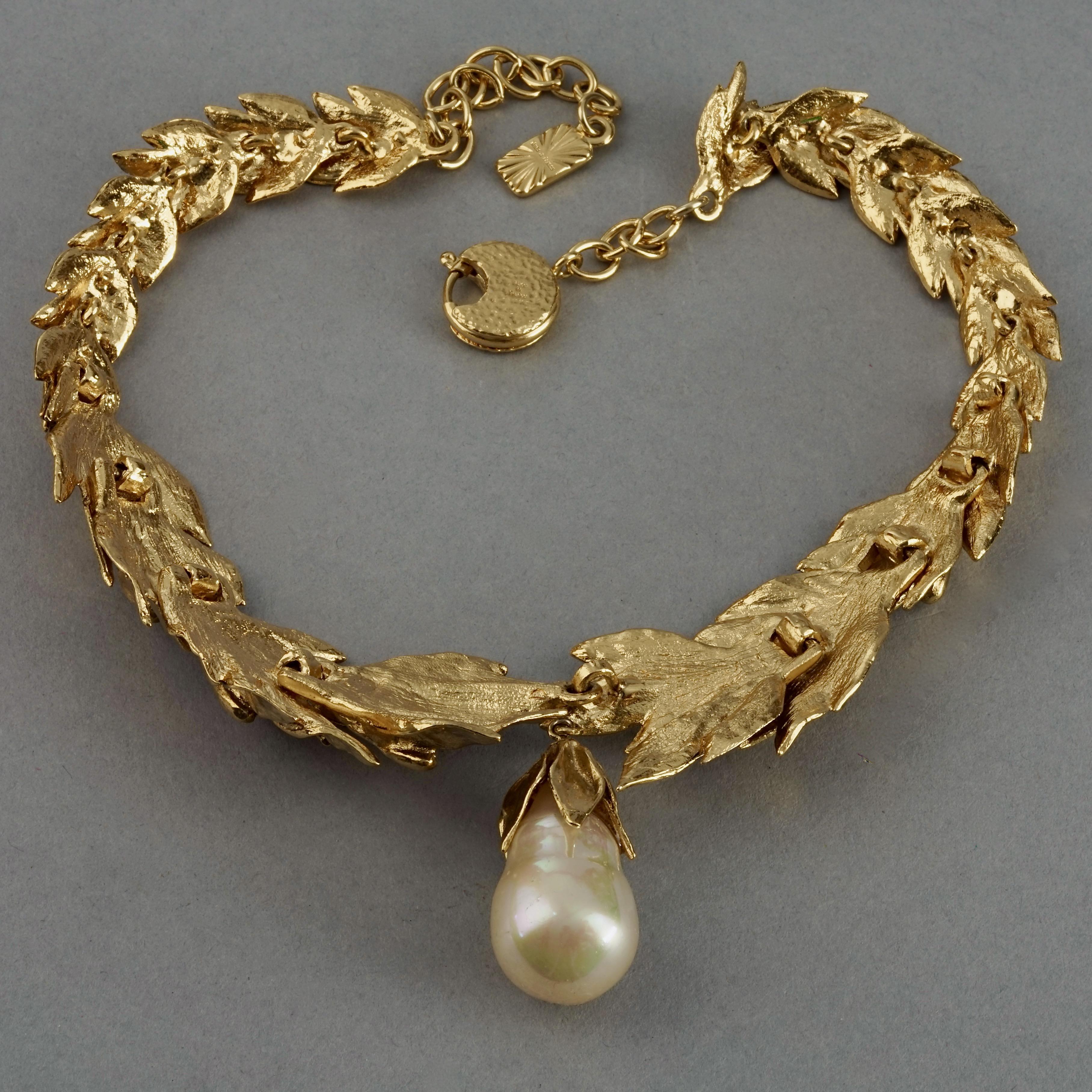 Vintage YVES SAINT LAURENT Ysl by Robert Goossens Wheat Pearl Drop Necklace 1