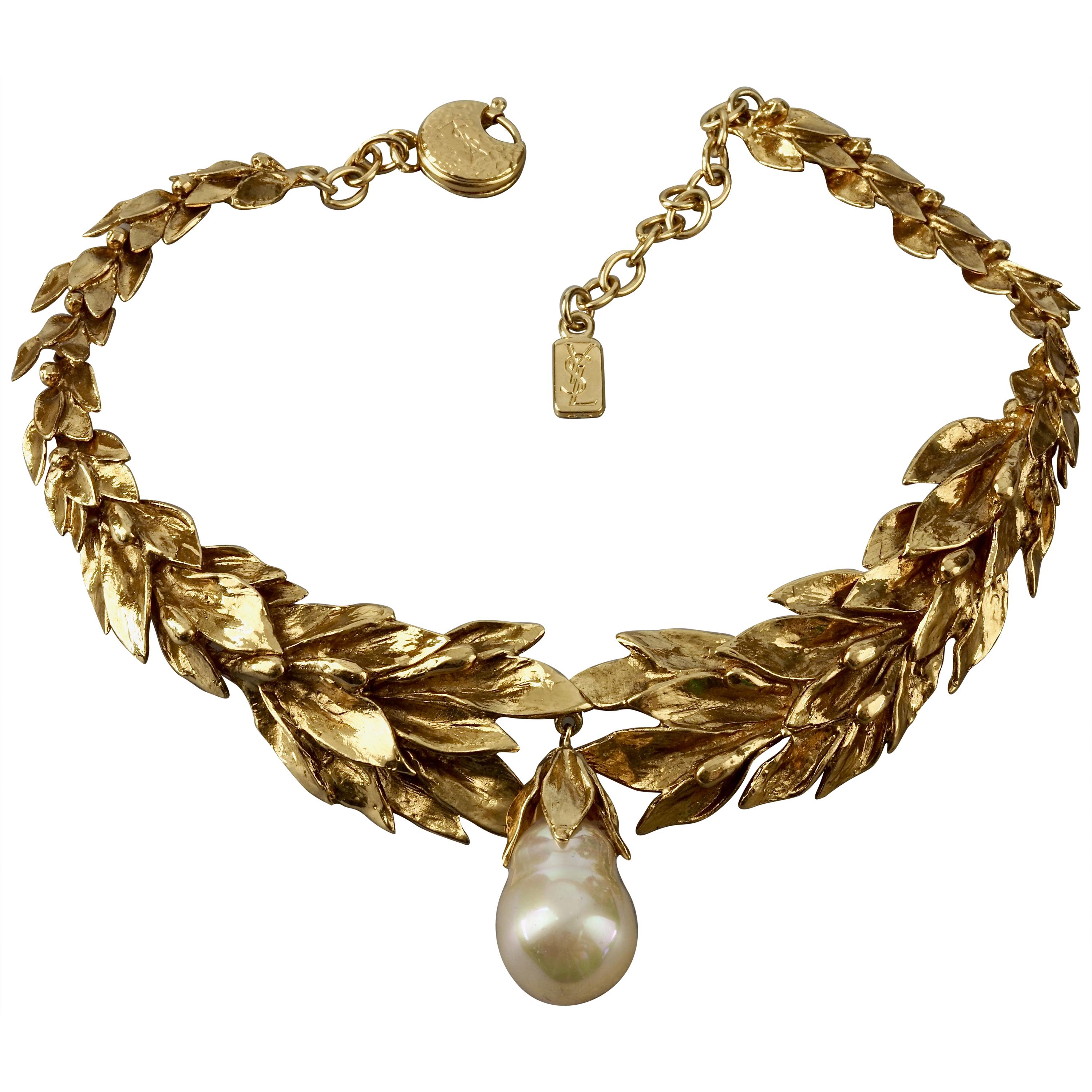 Vintage YVES SAINT LAURENT Ysl by Robert Goossens Wheat Pearl Drop