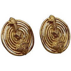 Vintage YVES SAINT LAURENT Ysl Byzantine Coiled Disc Earrings