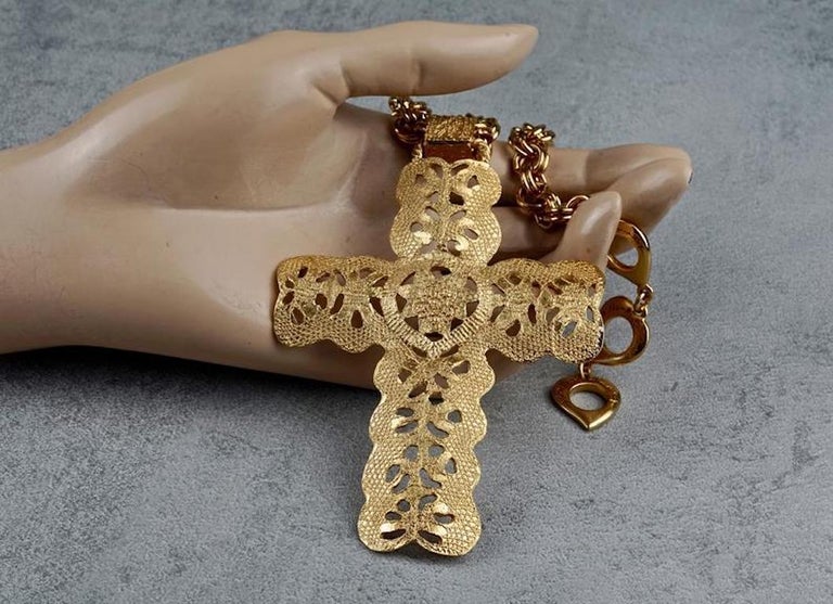 Vintage YVES SAINT LAURENT Ysl Byzantine Cross Necklace at 1stDibs