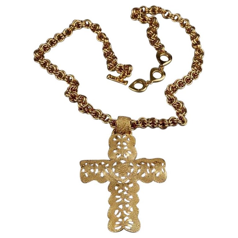 vintage yves saint laurent ysl byzantine cross necklace