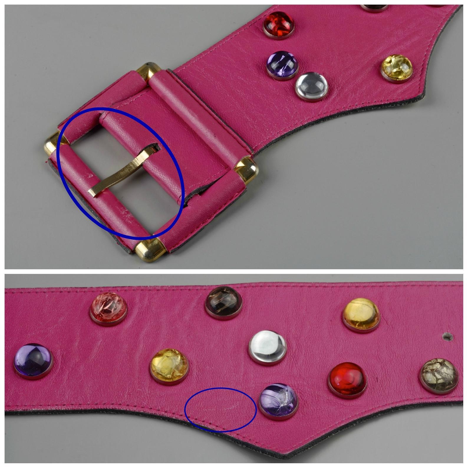 Vintage YVES SAINT LAURENT Ysl Cabochon Studded Pink Belt 6