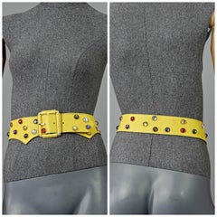 Vintage YVES SAINT LAURENT Ysl Cabochon Studded Yellow Belt