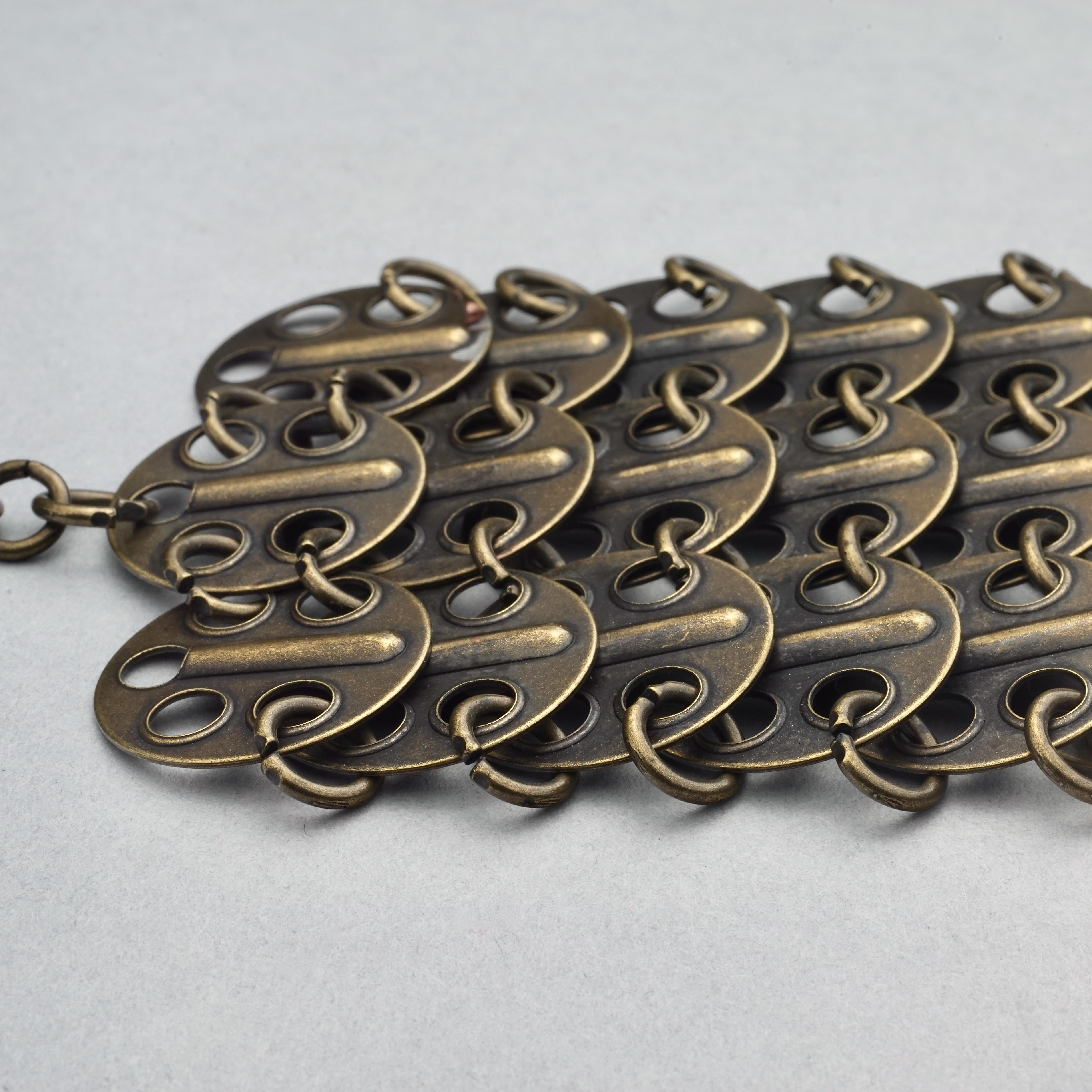 Vintage YVES SAINT LAURENT Ysl Chainmail Disc Bronze Choker Necklace 5