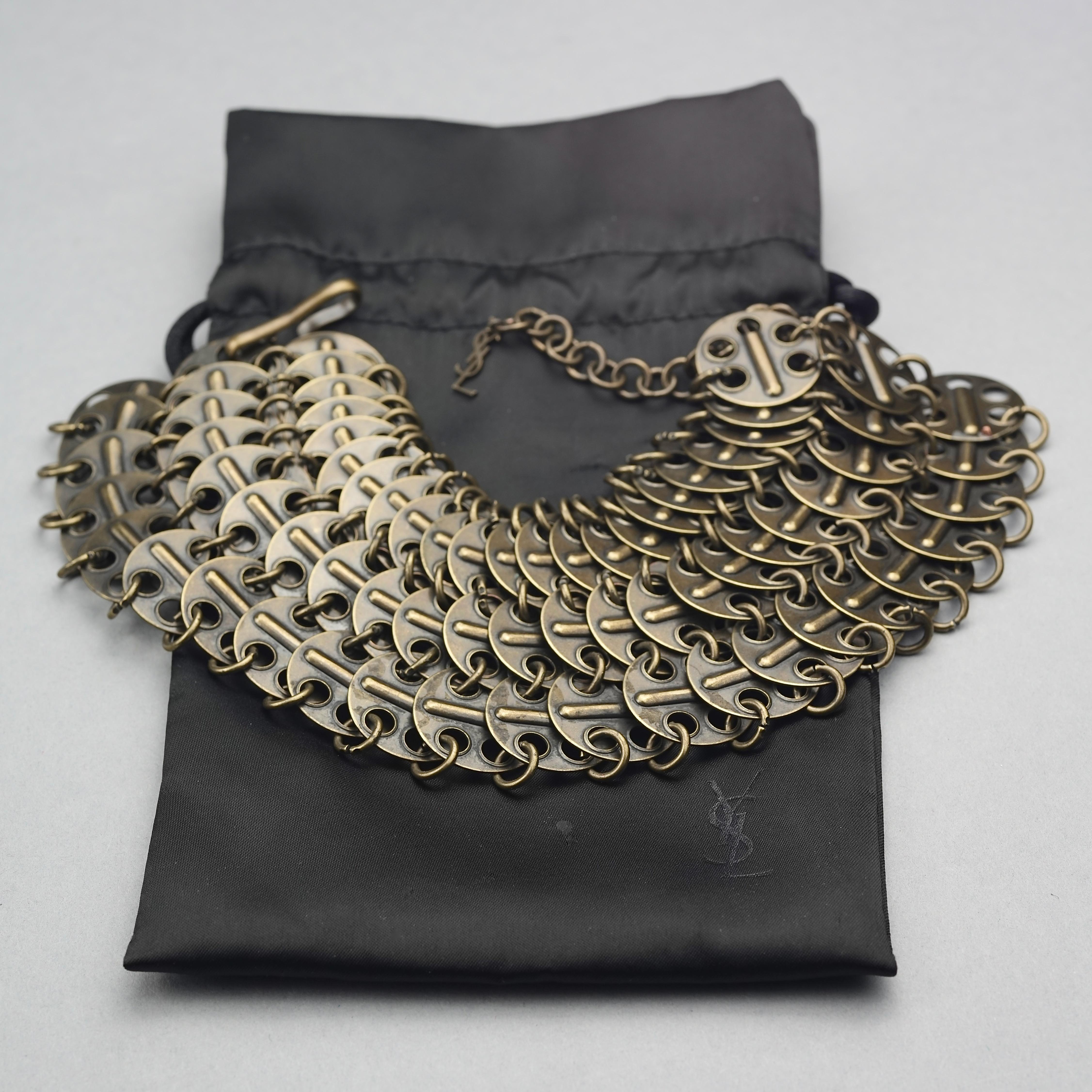 Vintage YVES SAINT LAURENT Ysl Chainmail Disc Bronze Choker Necklace at ...