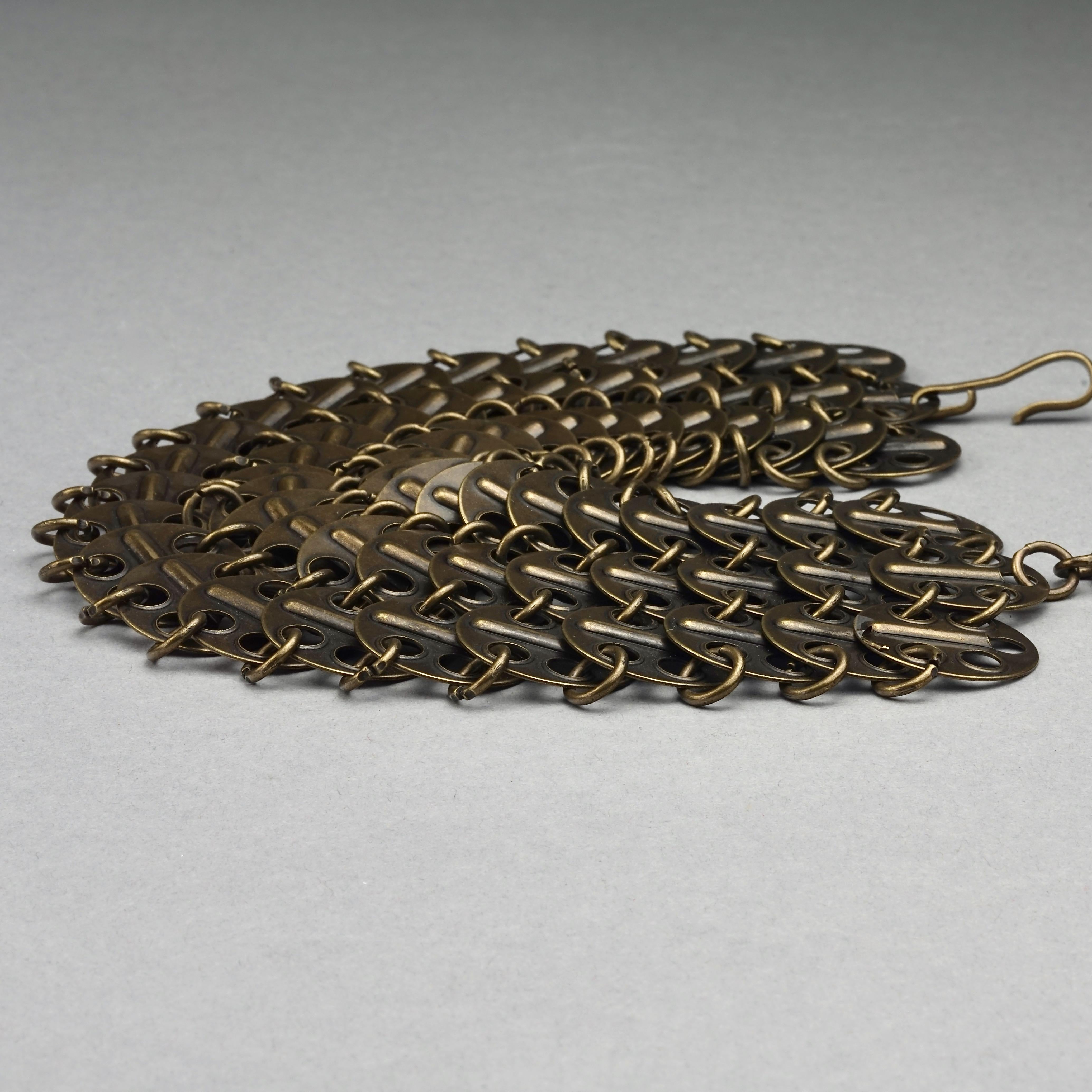 Women's Vintage YVES SAINT LAURENT Ysl Chainmail Disc Bronze Choker Necklace