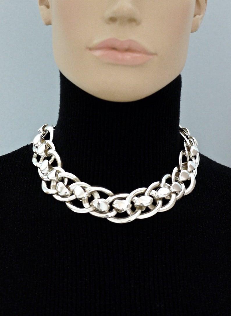 Sexy Women Metallic Silver Chunky Chain Links Short Sexy Choker Necklace  Jewelry | eBay