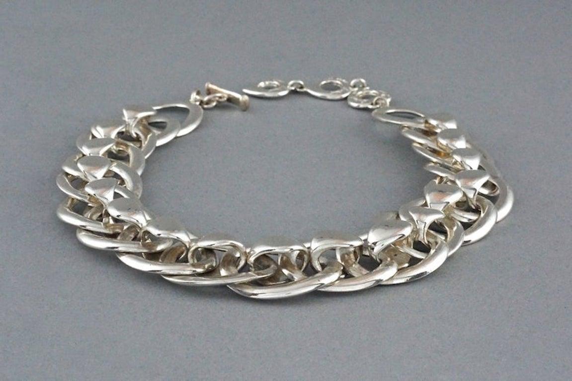 Women's Vintage YVES SAINT LAURENT Ysl Chunky Silver Chain Choker Necklace