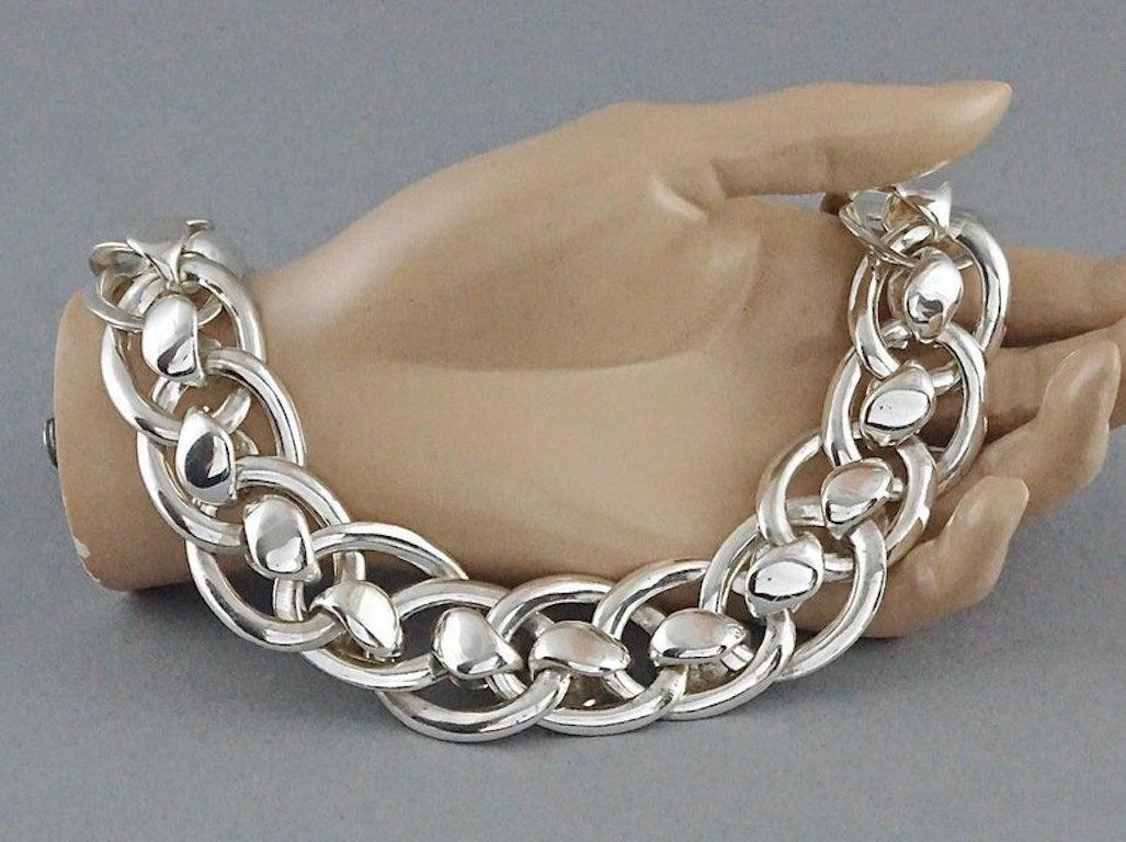 Vintage YVES SAINT LAURENT Ysl Chunky Silver Chain Choker Necklace 2