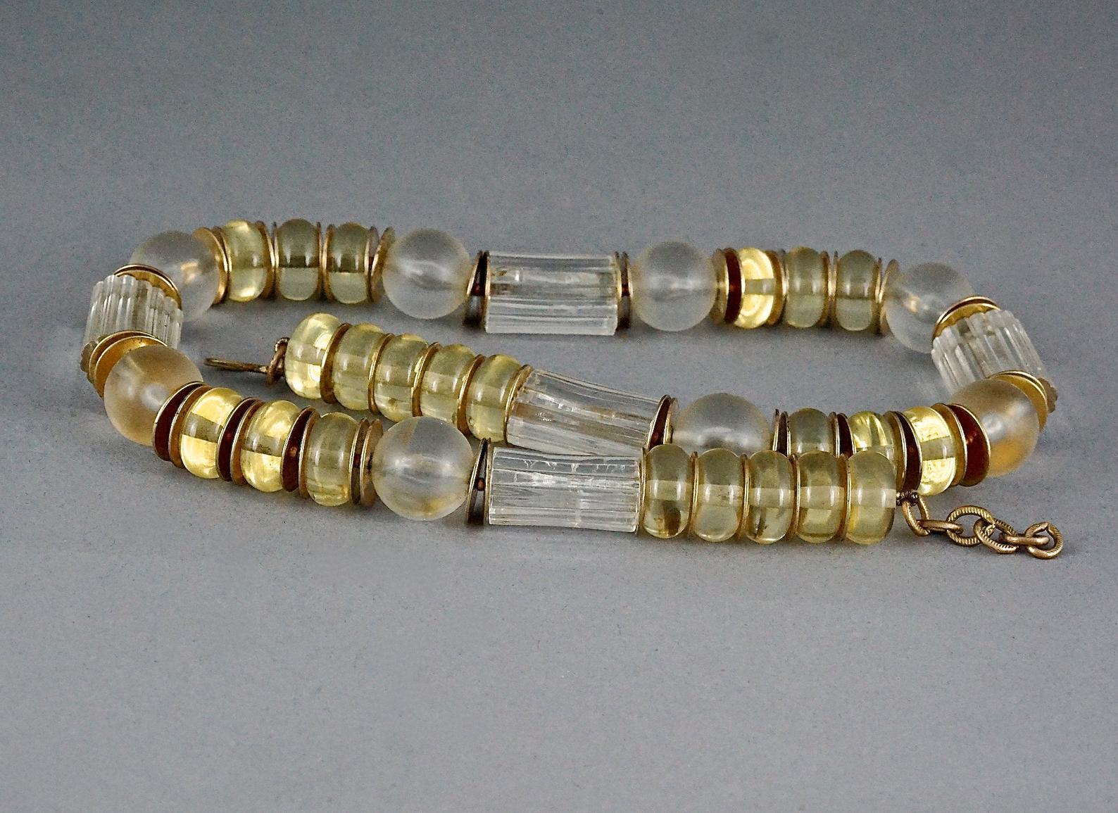 Vintage YVES SAINT LAURENT Ysl Citrine Clear Lucite Necklace In Excellent Condition For Sale In Kingersheim, Alsace