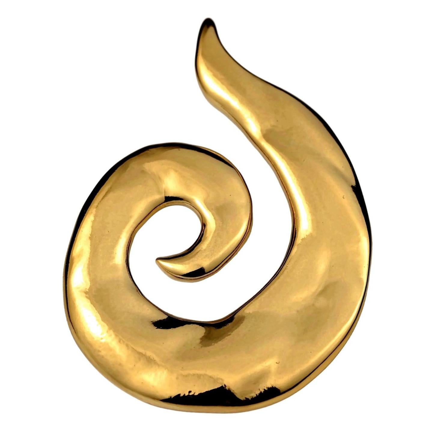 Vintage YVES SAINT LAURENT Ysl Coiled Spiral Brooch In Excellent Condition For Sale In Kingersheim, Alsace