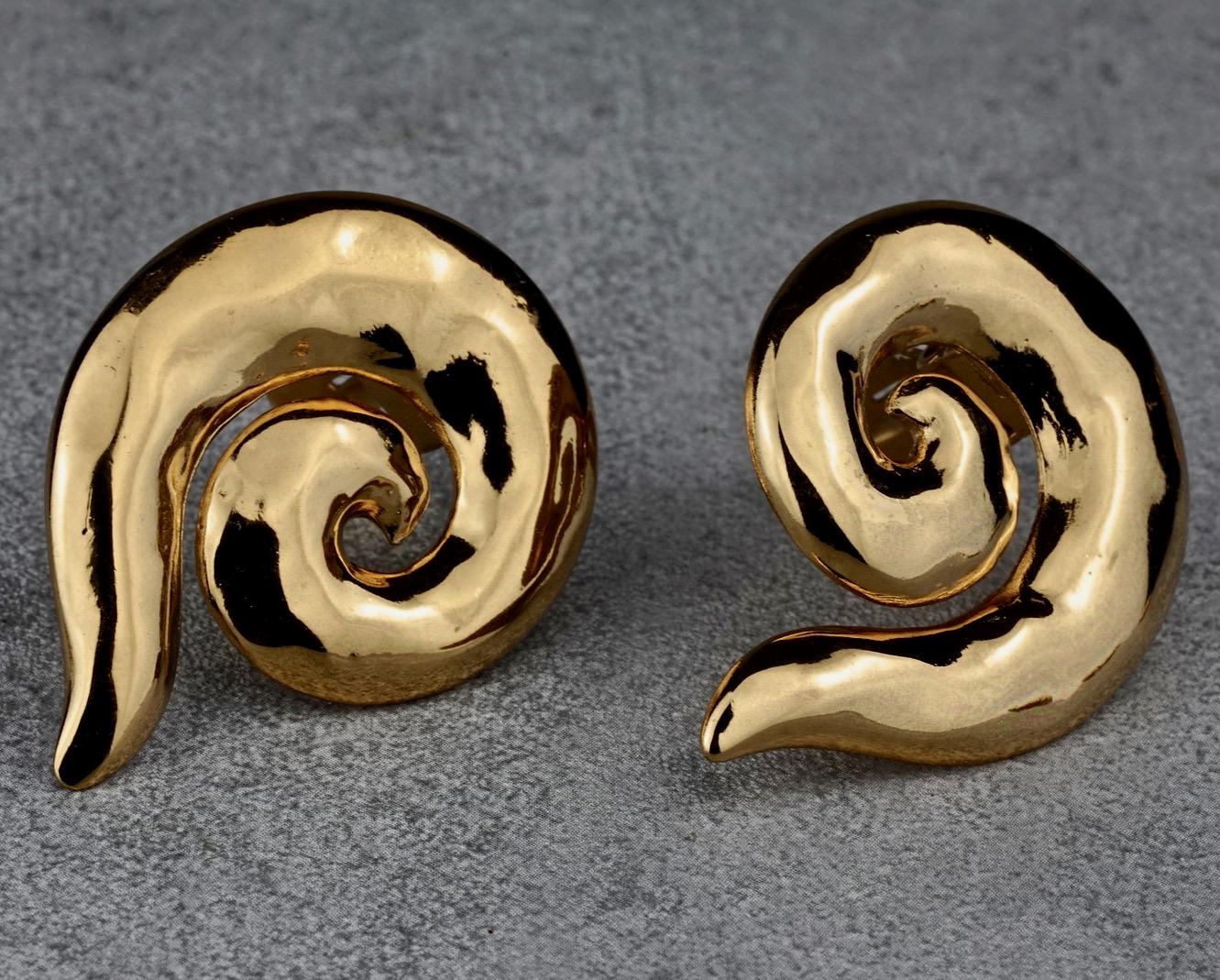 Vintage YVES SAINT LAURENT Ysl Coiled Spiral Earrings 2