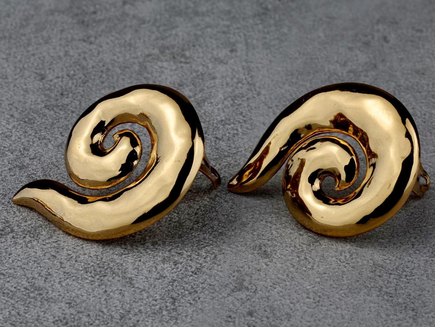 Vintage YVES SAINT LAURENT Ysl Coiled Spiral Earrings 3