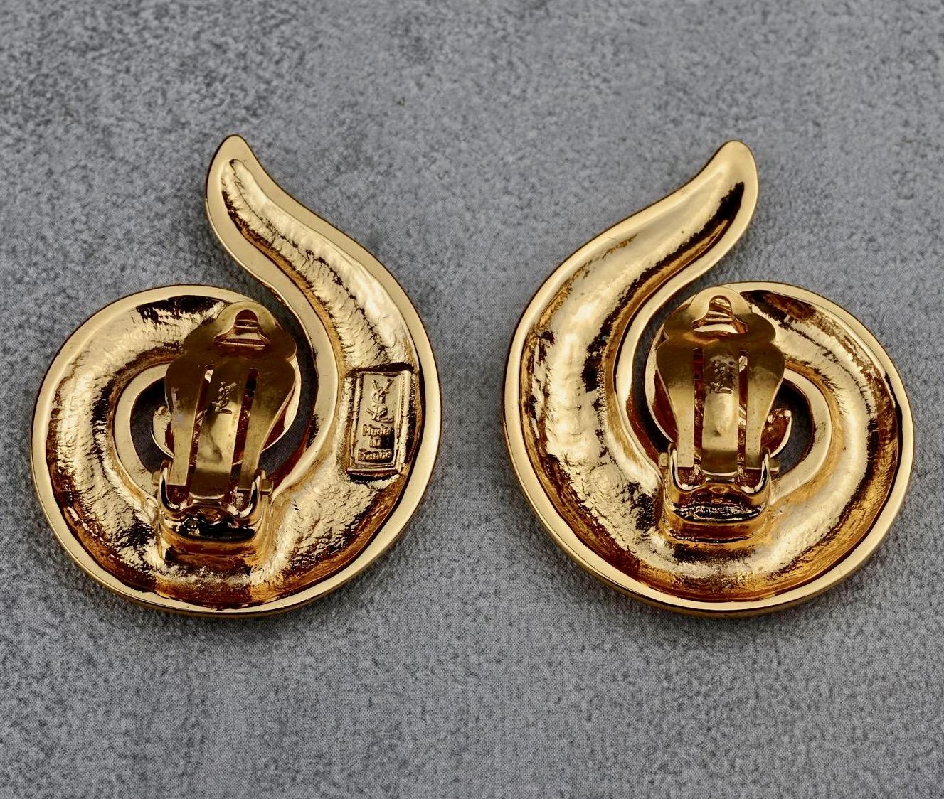 Vintage YVES SAINT LAURENT Ysl Coiled Spiral Earrings 5