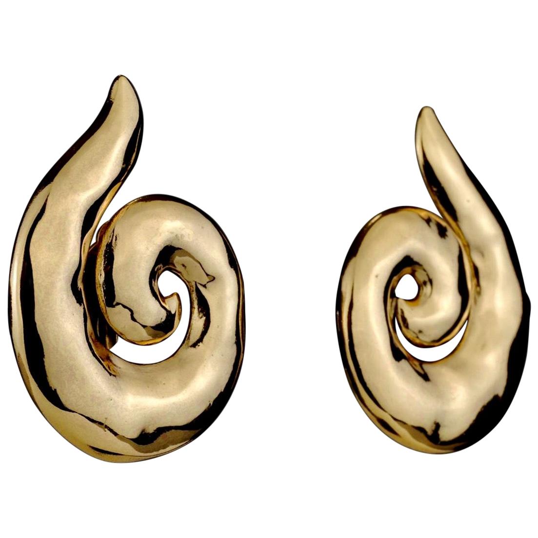 Vintage YVES SAINT LAURENT Ysl Coiled Spiral Earrings