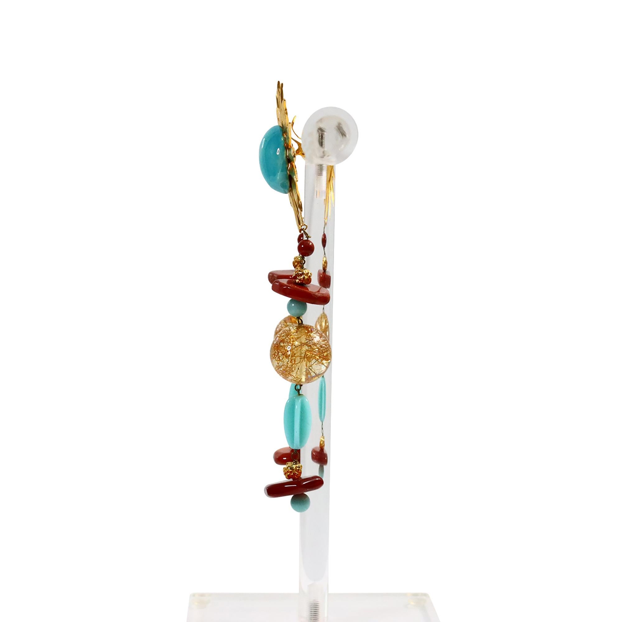 Vintage Yves Saint Laurent YSL Couture Sonnen lange baumelnde Ohrringe Circa 1980er Jahre im Angebot 6