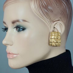 Vintage YVES SAINT LAURENT Ysl Croco Embossed Earrings