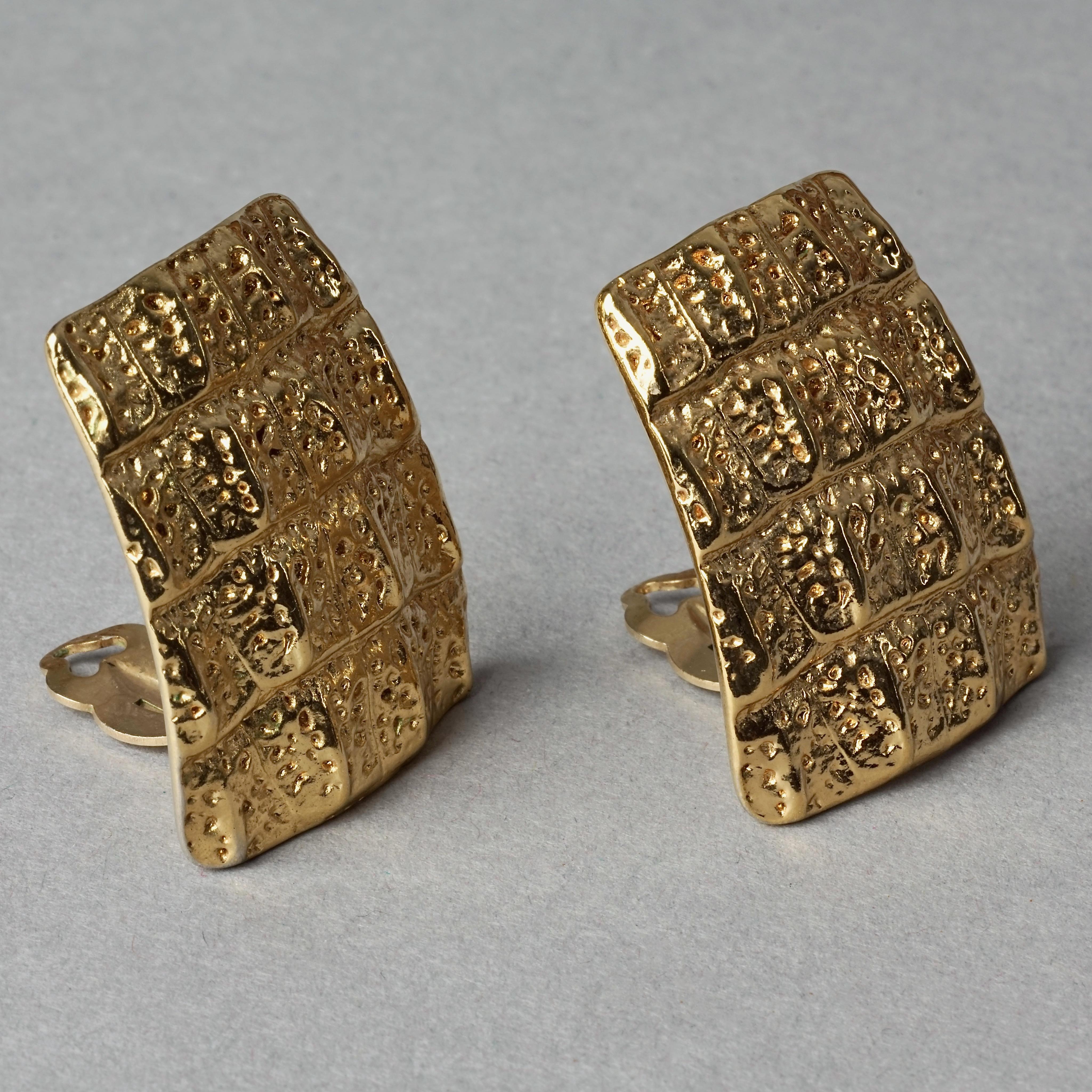 Women's Vintage YVES SAINT LAURENT Ysl Crocodile Pattern Earrings For Sale