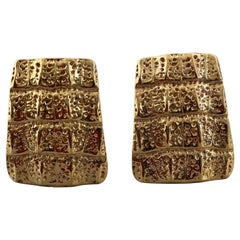 Vintage YVES SAINT LAURENT Ysl Crocodile Pattern Earrings