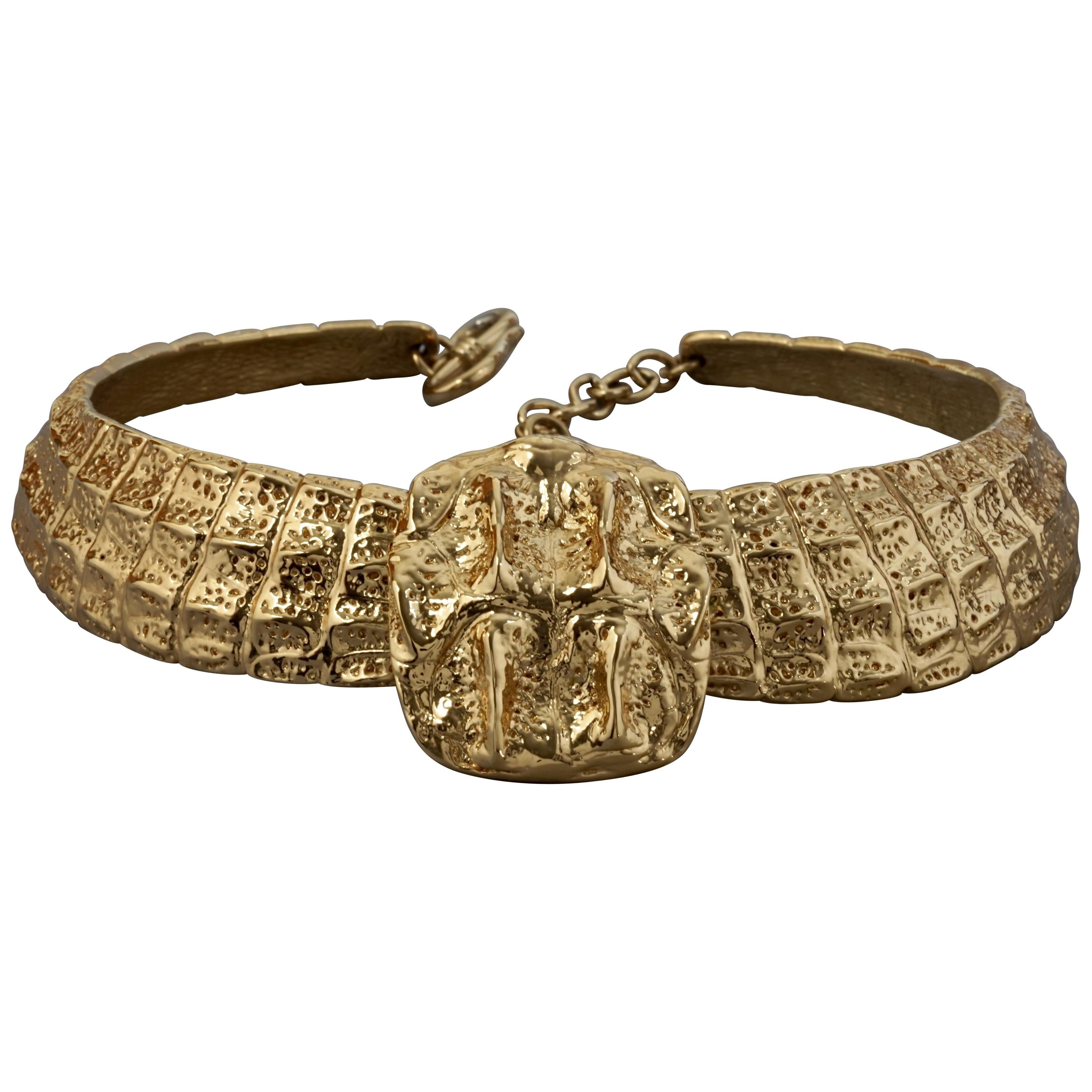 Vintage YVES SAINT LAURENT Ysl Crocodile Scale Necklace