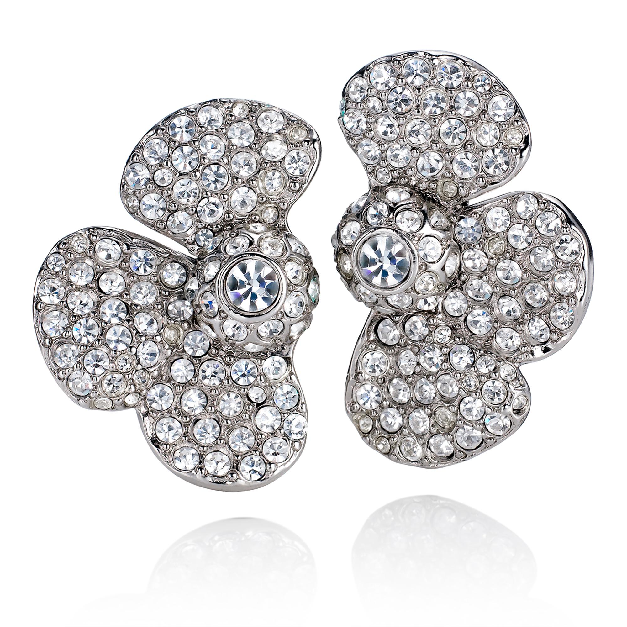 Orecchini vintage Yves Saint Laurent YSL con diamante e mezzo fiore Circa 1980. Questi orecchini sono un fiore tagliato a metà.  Esistono modelli specifici per l'orecchio destro e sinistro, che si adattano perfettamente all'orecchio. Sono così chic,